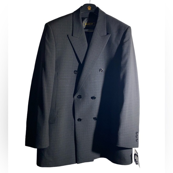NWT Glaubers Black Suit Set with Blazer Vest and Matching 2 Pants size 42M